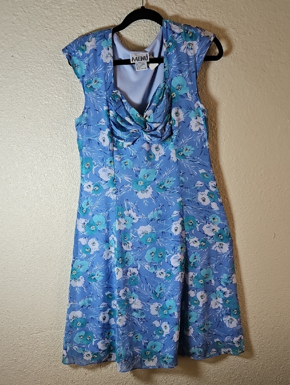 MENU Blue Floral Twist-Front A-Line Dress - Picture 2 of 6